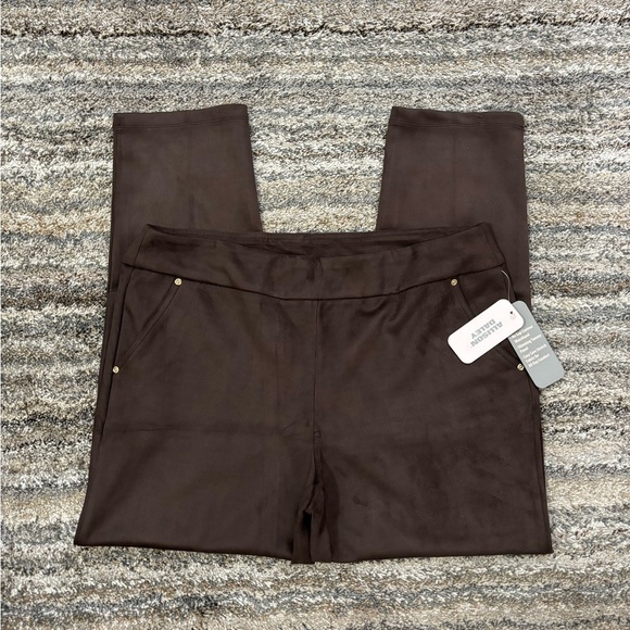 Allison Daley Faux Suede Skinny Jeggings Sz Large NWT | Brown Pull-On Jeggings- - Picture 9 of 14